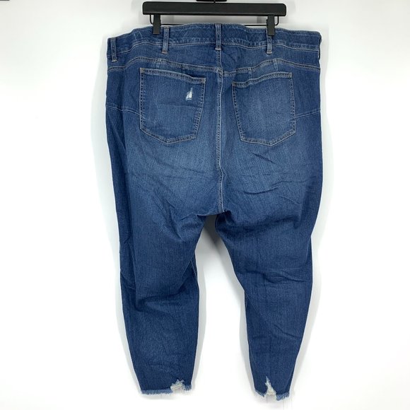 Torrid Jeans Bombshell Skinny Blue Distressed Denim Premium Stretch Raw Hem - Picture 7 of 12